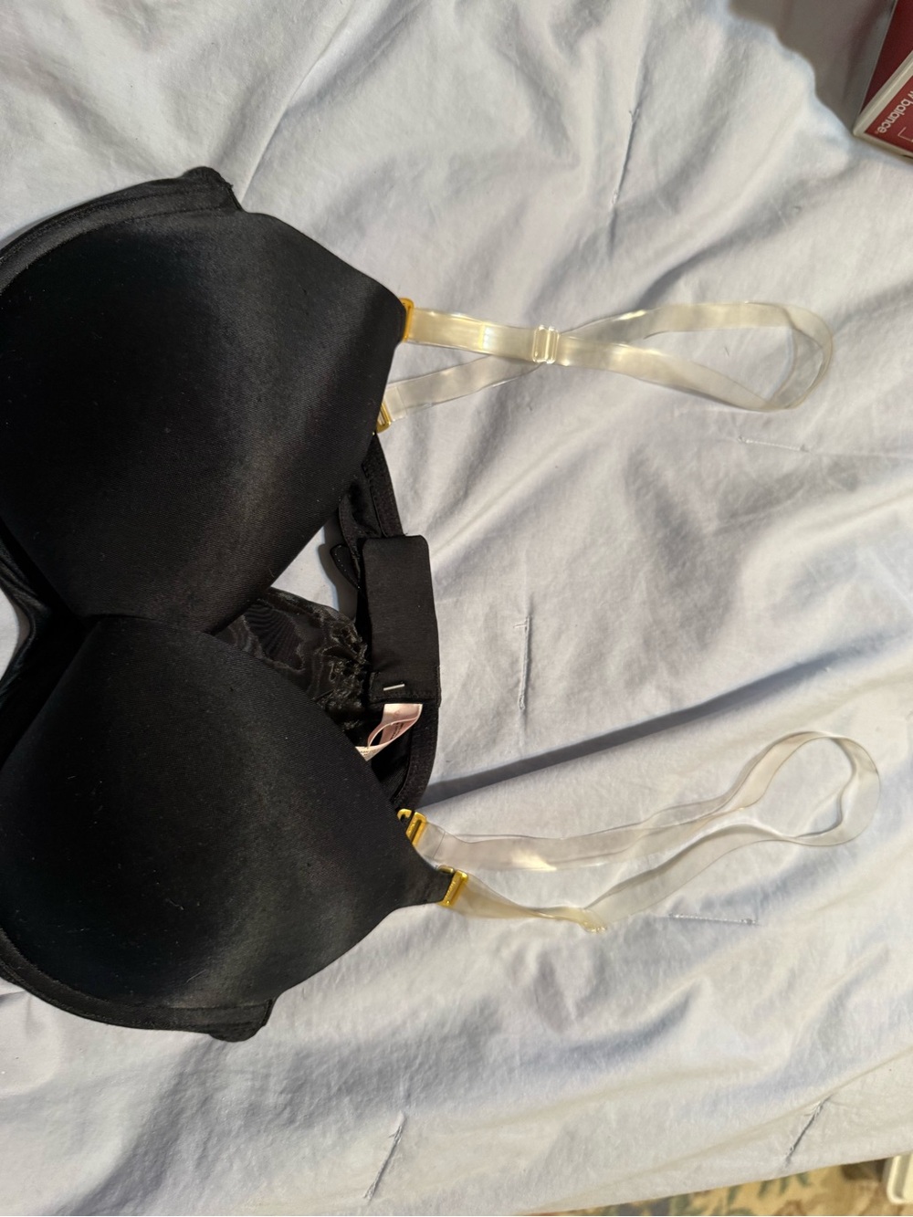 Victoria's Secret Black T-Shirt Bra with Clear Convertible Straps